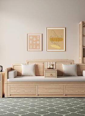 白蜡木新现中式实木推罗汉床户型储物小拉床代简约KIJ多功能沙发