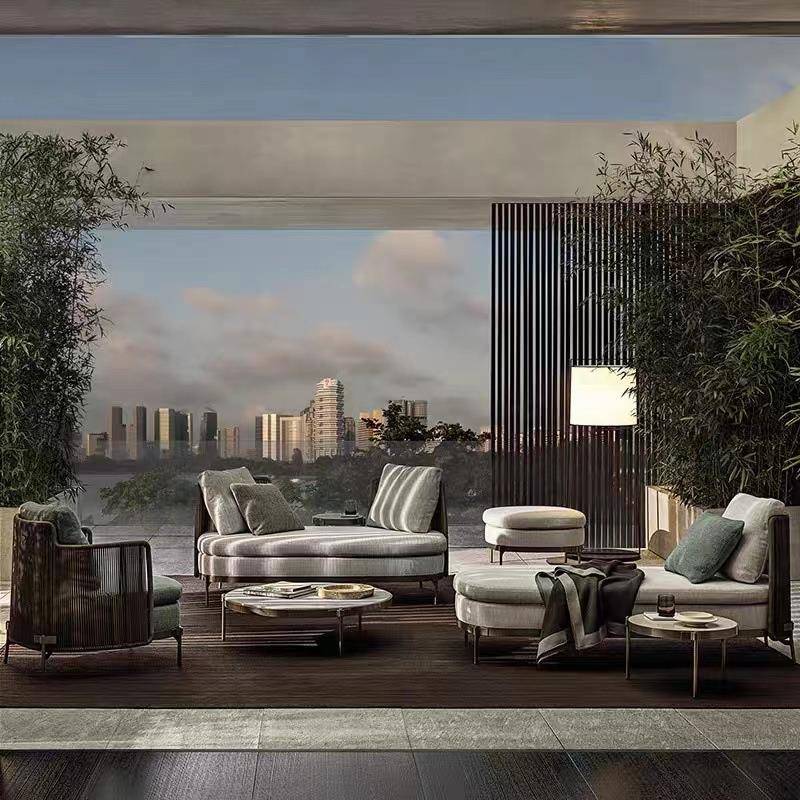 户阳外沙组合休闲露台庭院别墅花园台DXN椅室藤外双人藤编发沙发