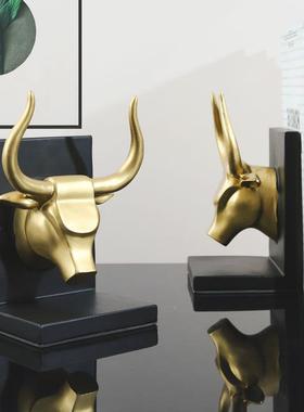 美式乡书村风格w8000-15摆动物牛头书架公书靠家居房软装设办室样