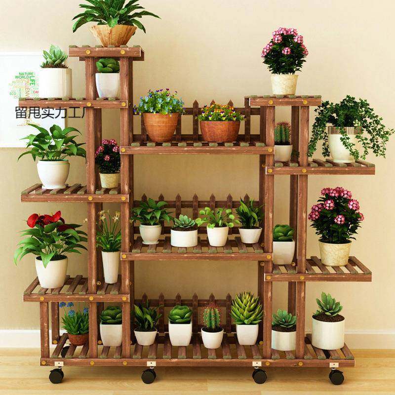 绿萝阳台置无品牌/物架肉简落易实木花架子内植物花盆架客厅地室