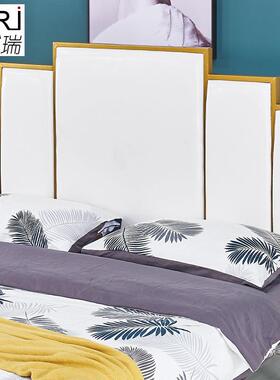 金属铁铁板床1.35米-1.8米软包艺白y-30灰色床头架人床家用双铁排