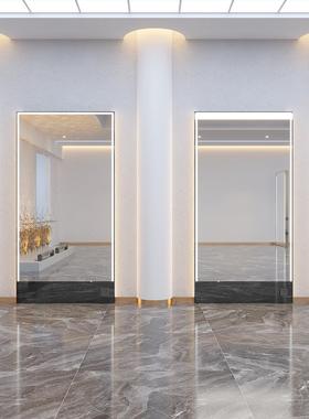 l理发店镜台美发店镜子发廊专用红潮网款ed471带灯挂墙发镜剪壁挂