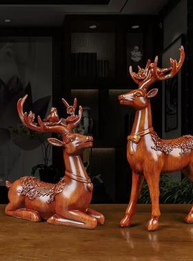 花鸟情侣站摆件一对卧双鹿1桌面家品居装鹿饰品景区工艺工厂价