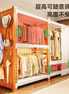 衣柜货架15802简易衣架组装卧衣帽间收纳钢架子地开放步入室式角