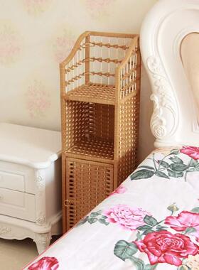 7TBPA窄柜物子床头柜藤编架实木夹缝简收纳柜约创意储物柜转角置
