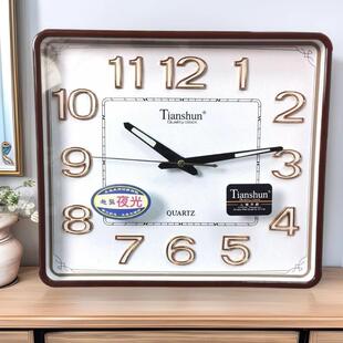 夜光时尚方形钟表用客厅挂钟创意石51714545英钟卧钟设计室时静家