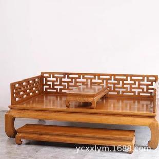 全格木万字罗汉罗床榻中式仿古老榆木汉实床民0306宿美人榻贵妃榻