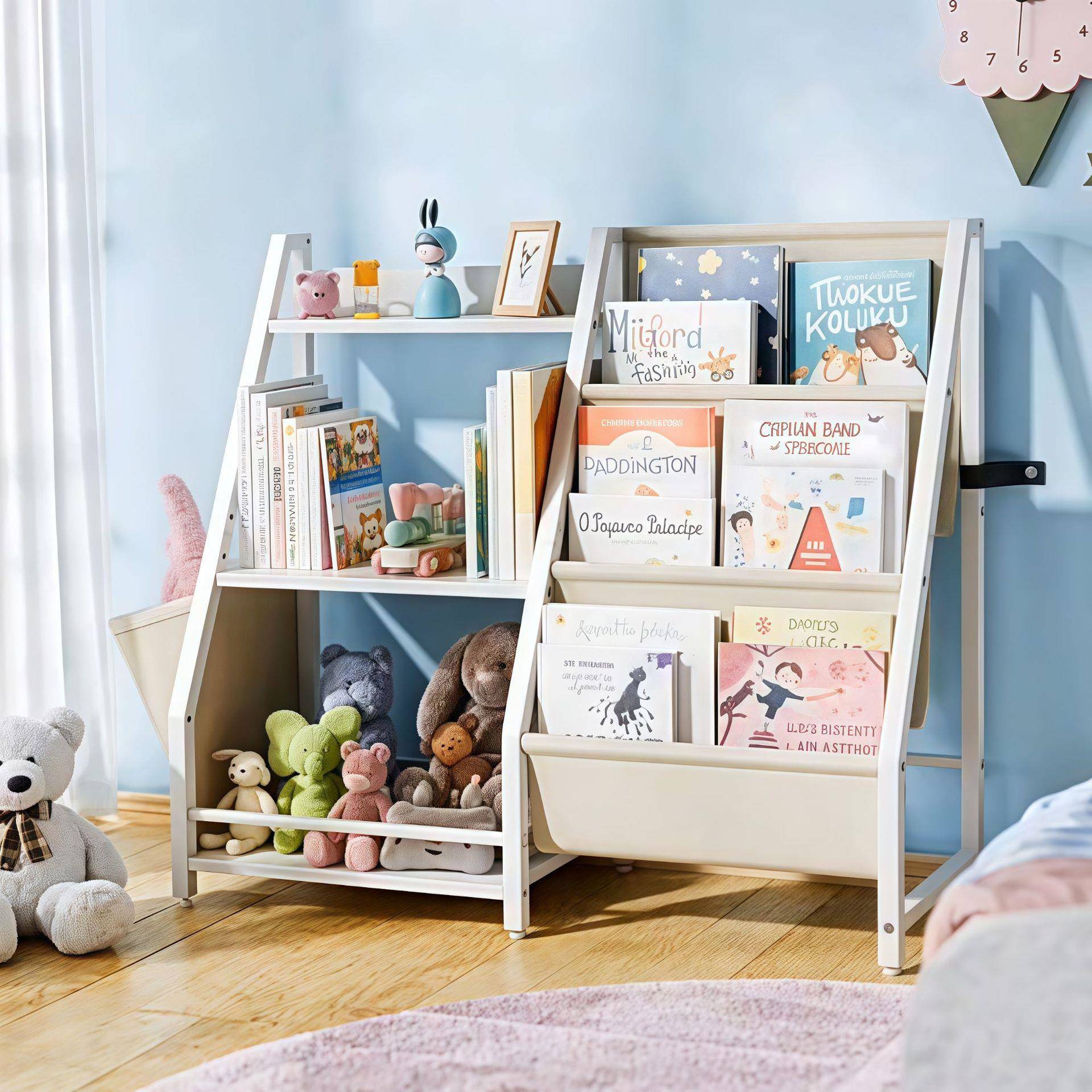 书架落置物架儿书童柜子家地收用宝宝绘本铁艺客厅多层玩具TTR纳