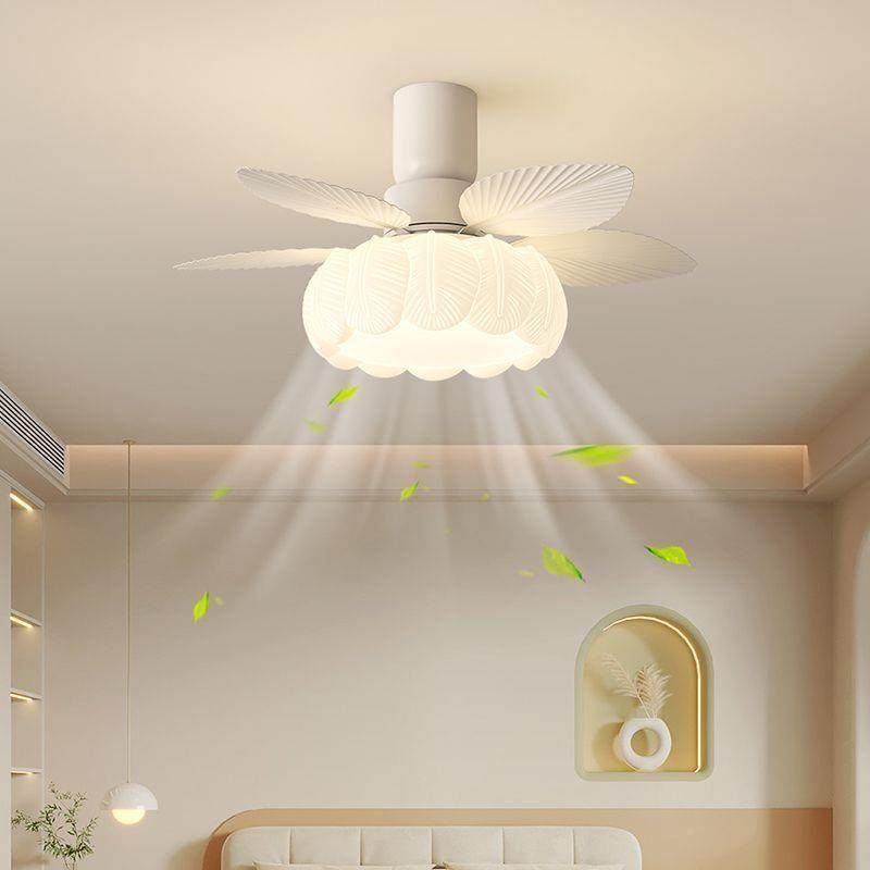 中古风风扇灯毛餐厅羽吊眼扇灯室卧护872木纹静音一体电扇吸顶灯