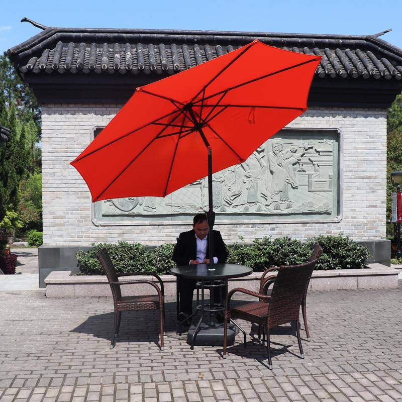 铁中.柱手摇转向伞户外遮M阳伞伞庭院防雨伞27店面HME营业遮阳厂