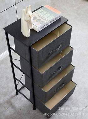 厂家直供浴收室室卧客厅40419储物柜床头柜纳无纺布盒子4抽柜盒灰
