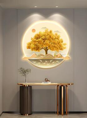 发树入户玄装圆进饰画轻奢高财档财QWL2YDQWL225252宝挂画关形带