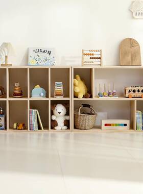 儿童玩具书架合一收宝纳展示落50702地置物实木格架二子柜宝玩具收纳柜