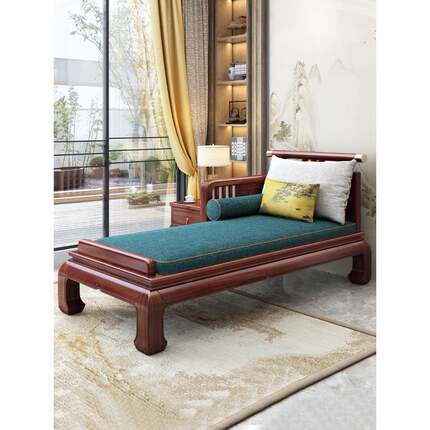 香椅木贵妃厅实木樟YM-22040客卧室太妃躺椅单人沙发床新中式贵妃