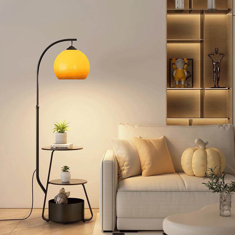 玻璃柚子客厅沙发落地灯卧室床头柜一体台灯玻璃灯罩立式氛围灯