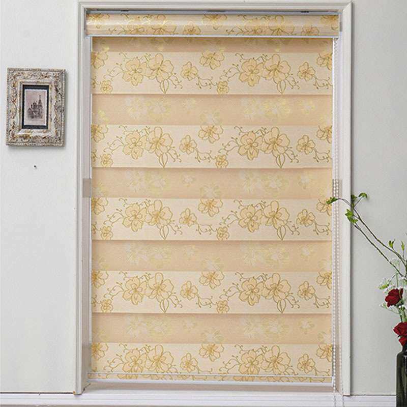 柔纱帘加厚双层金丝提花卷帘客厅隔帘卫生间百叶窗帘遮光现代遮阳