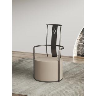 轻奢茶台主人椅现代简约不锈钢茶室椅子办公室高背圈椅客厅茶桌椅