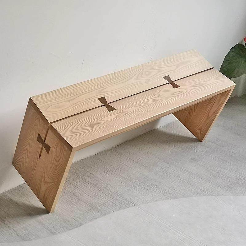 中古风白蜡木长条凳餐椅家用原木长板凳长椅设计师蝴蝶实木长凳