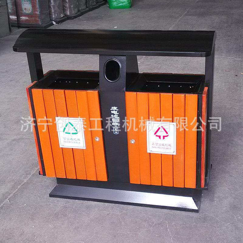 户外垃圾桶钢木分类桶环卫筒箱钢木小区环卫公园