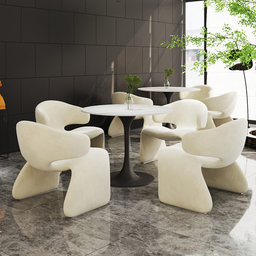 现代影楼单人沙发售楼处休闲接待沙发酒店大堂洽谈桌椅组合休息区