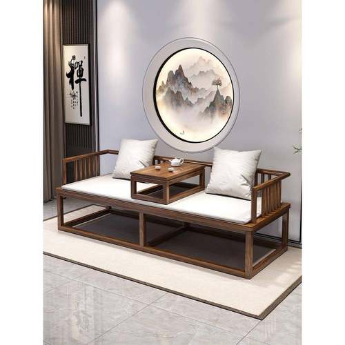 新中式全实木罗汉床明式客厅家用小户型简约沙发床两用禅意罗汉椅