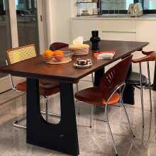 实木餐桌胡桃木客厅大长书桌工作台大板餐书桌一体会议桌办公桌子