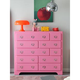 安妮世家十抽屉斗柜卧室客厅储物柜收纳柜实木玄关柜餐边柜粉色柜