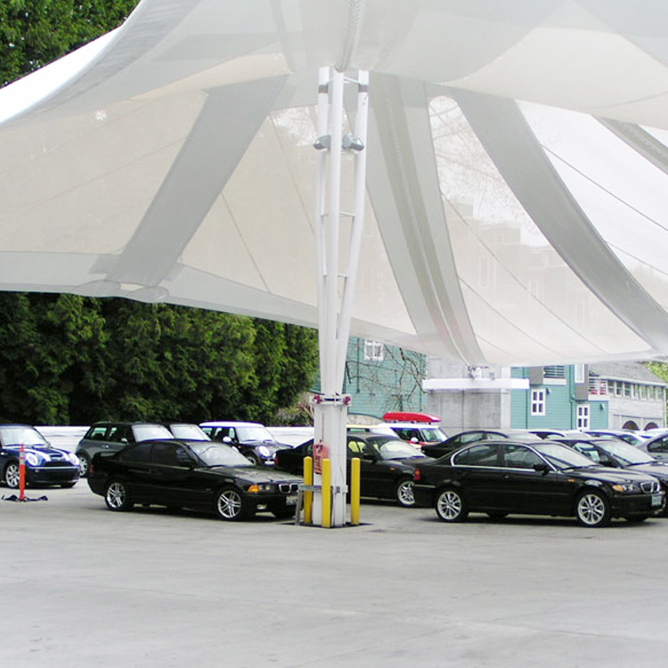 PVC PTFE异形索膜结构遮阳棚 小区广场遮阳停车雨棚 锥形膜结构