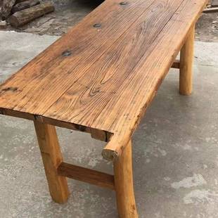 户外做旧门板桌老榆木茶桌餐桌风哈做旧可拼接木板复古禅意桌面板