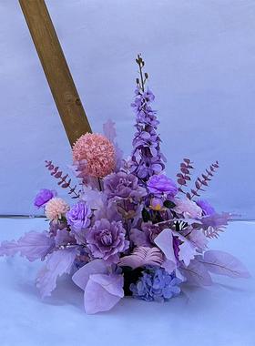 特道JJ710811惠婚庆仿真花紫色地排森系花具婚礼背景挂花布置花路