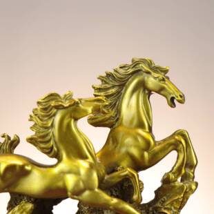 铜马 铜十二生肖马  铜双马腾飞家居店铺办公室工艺品摆件 双奔马