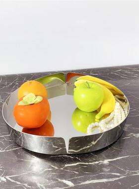 钢简现代不锈几何镜面盘创约意8156折面托盘客厅茶几桌面收纳摆件