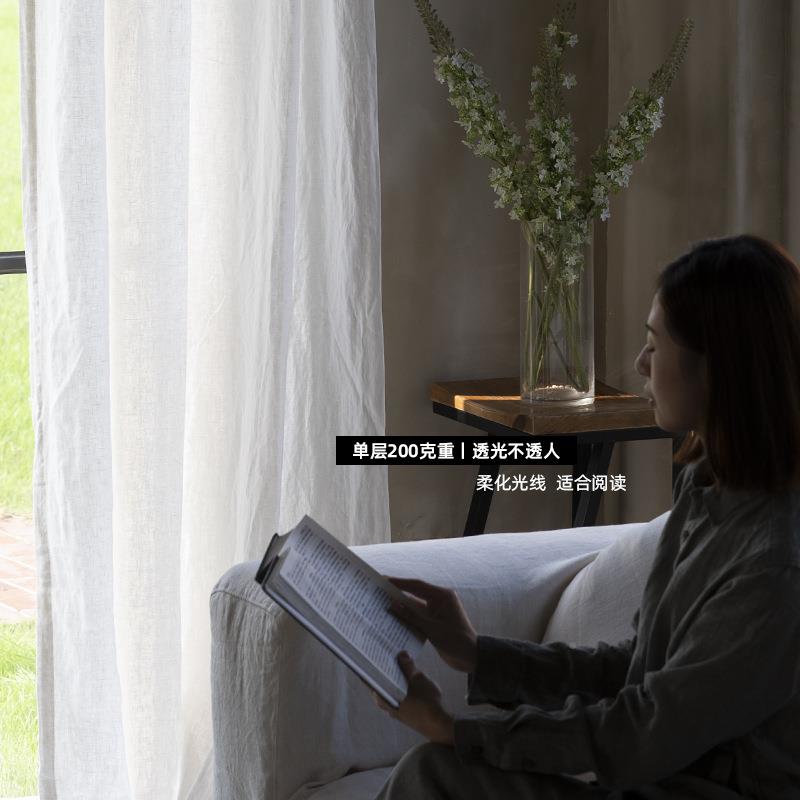 新品加本白宽幅210g纯亚美麻窗帘式约天880然白厚色纯亚麻布帘新