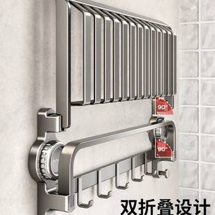 浴室吸盘浴巾架卫生间置物架免打孔壁挂毛巾架一体厕所架子置物架