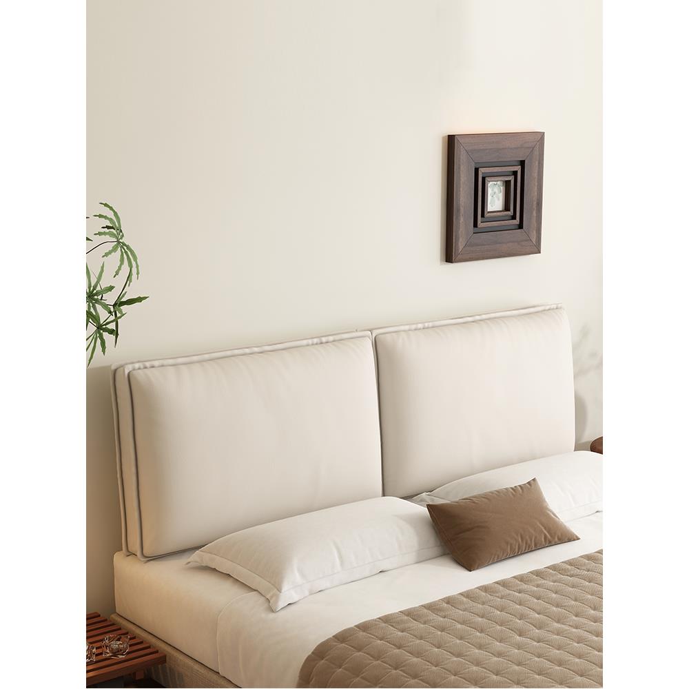 皮?免洗猫抓皮色床头软包Fh($px}@靠背黑质靠垫皮革大靠枕防现代