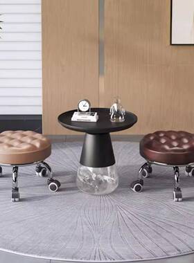 懒人滑结滑家椅用矮凳包滑轮带轮子的小凳软子客厅茶几圆凳实GBC