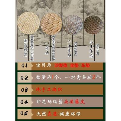 F87565TJ印水尼坐藤垫天然真藤沙发坐椅子座垫可洗藤垫子夏飘凉车