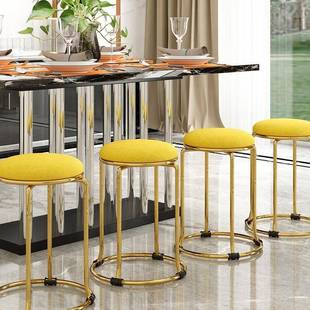 桌可叠941放轻奢钛金色圆凳用子餐凳家时尚 简约意创餐凳结实钢筋