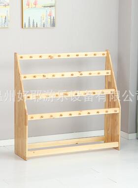 毛巾架幼儿园挂樟子松架橡置物实可木毛巾架落81336地式木儿童移