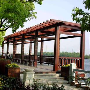 花园葡萄架碳化防腐实木室外爬藤架露台长廊凉亭子庭院装饰户外