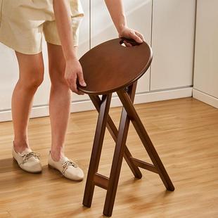 可折叠厚凳子家用高脚圆马凳厨便携式加扎房985吃饭靠背椅吧台高