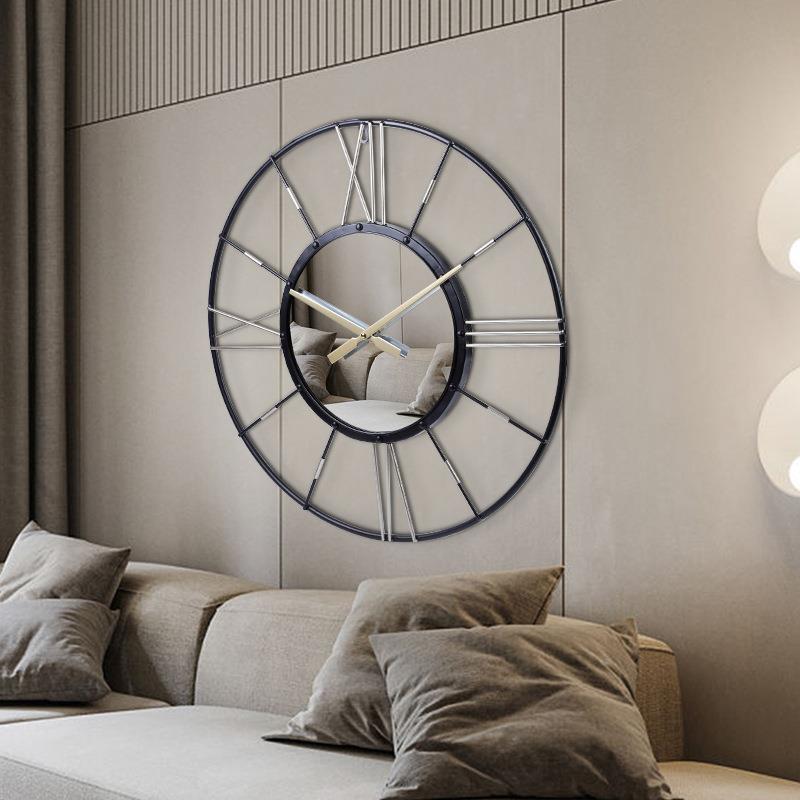 现代意简约钟表家用饰客厅F34002装时时尚创铁艺挂钟钟轻奢镜面静