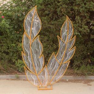 婚铁庆艺蕾羽毛背景婚礼舞台装 橱丝窗店摆 饰屏风路引欧3fipF2Xf式