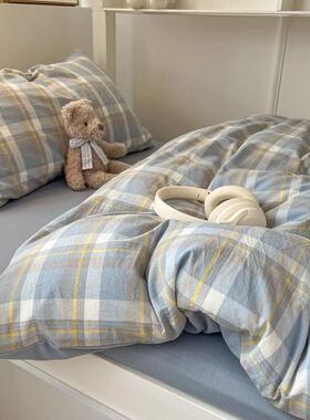 纯AL101234棉被罩单人被床套单件15x20x2300格子0学生宿舍被单单