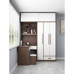 实木转角连体书桌柜小户型L学生写字台家用电脑桌带7字一体橱组合