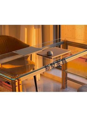 钢化写玻璃桌家书房卧室办用公桌52461工作字台计师设创意电脑桌