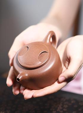 宜兴102131牛紫砂壶盖莲子泡茶壶牛降原具矿紫砂坡泥茶厂家