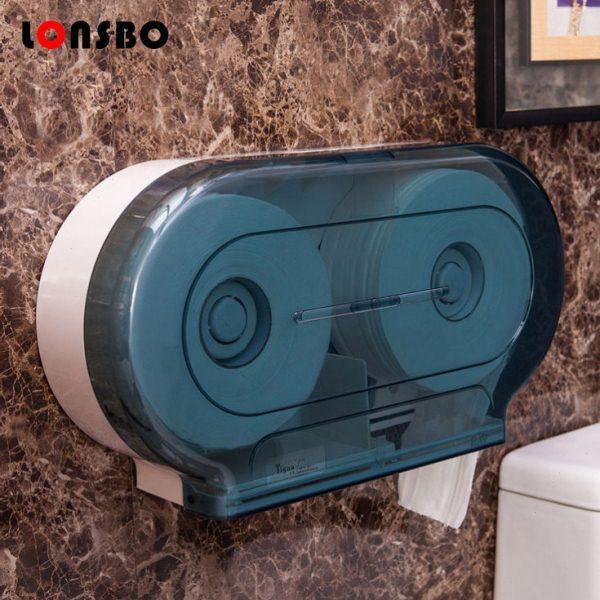 双卷纸巾架大卷纸盒壁挂式塑料大盘纸厕所纸盒卫生间卷筒盒卷纸器