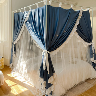 2021冬卧室1.8m床家用蚊帐防风保暖双层法式 床幔防尘顶公主风床帘