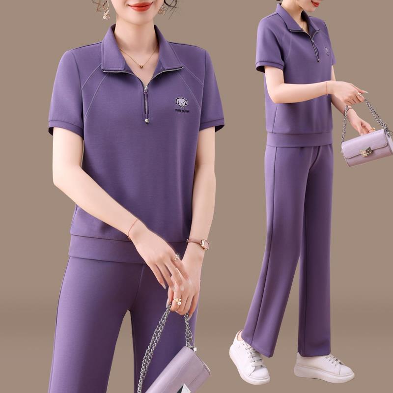 运动休闲套装女夏季妈妈减龄穿搭一整套超火夏装两件套2025新款春